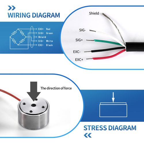 Load Cell Sensor,Micro Bellows Type Test Compression Force Weight Pressure Sensor,Accuracy 0.2% Stainless Steel with 2m Cable Range (0-2000KG)
