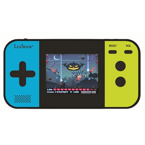 Lexibook Compact Cyber Arcade Portable Gaming Console, 250 Gaming, LCD, Battery Operated, Video Game for Children, Black/Blue/Green, JL2377