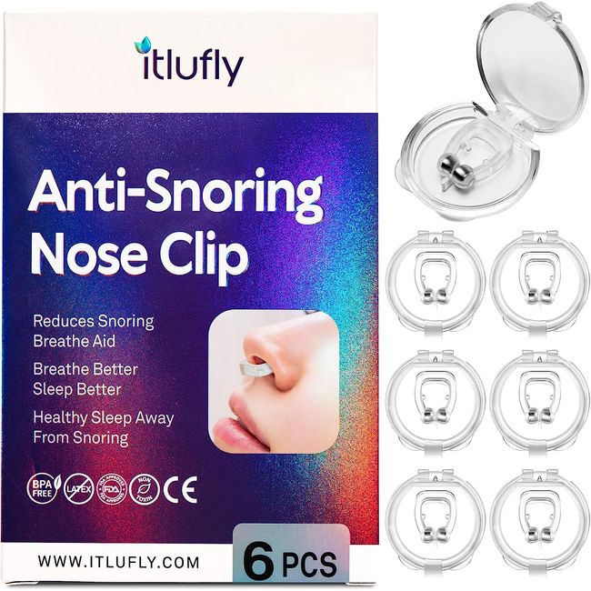 Nasal Clip Snore Solution Anti-Snoring Nose Clips Snore Stopper - Anti-Snoring - Stop Snoring Hale Breathing Aid - Silicone Magnetic Snore Stopper - Stop Snoring Immediately - Snoring Solution 6 Pcs