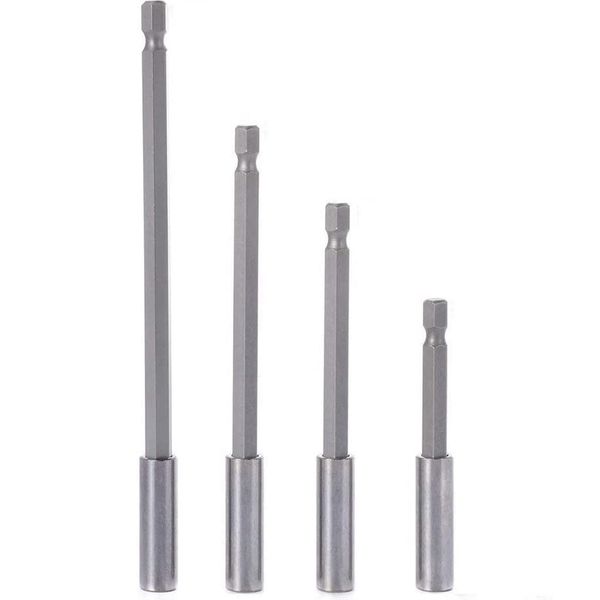 YUET 4 PCS 1/4" Hex 6.35mm Extend Shank Magnetic Screwdrivers Bit Extension Holder Socket Shockwave Impact Quick Change Release Bar for Screws, Nuts, Drill or Handheld Driver (2.3", 3", 4", 6")