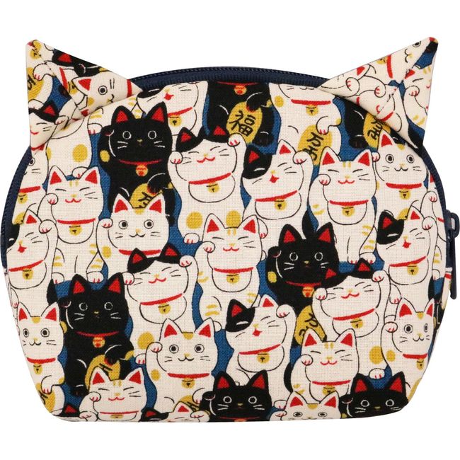 Keisuu Pouch, Nekodarake Pouch with Ears, Navy Blue