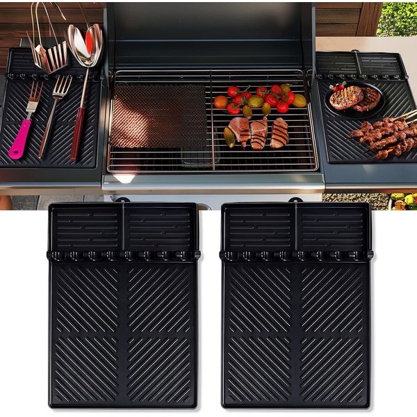 Silicone Griddle Mat Set 2PCS Large BBQ Spatula Drip Pad Grill Accessory 16x11.5