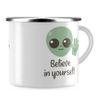 JUNIWORDS Emaille-Tasse, Belive in Yourself, Silberner Tassenrand