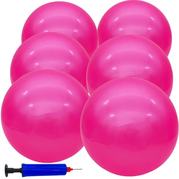 GCQJOQ 6 Pcs 9 Inch Inflatable Bouncy Balls with Hand Air Pump for Indoor Outdoor Play Balls (Pink)