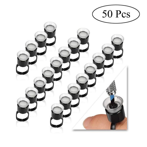 ATOMUS 50 Pieces Tattoo Ink Ring Cups Tattoo Ink Ring Cups Plastic Disposable Pigment Rings Cups With Sponge For Microblading Individually Packed