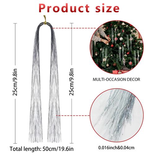 Jremreo Pack of 3000 Strands Silver Christmas Icicle Tinsel Foil Fringes | 19.6 Inches, Christmas Tree Tinsel Curtain Decoration for Indoor Outdoor Winter Home New Year Eve Birthday Party Supplies