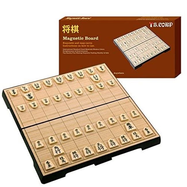 TS.CORP Shogi Set, Magnetic, Foldable, Compact Storage, Japanese Instruction Manual Included, Suitable for Beginners, Shogi Board and Shogi Set