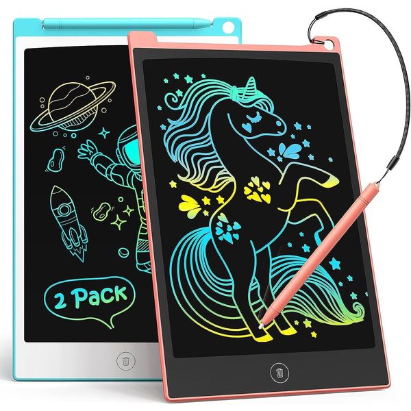 TECJOE 2 Pack LCD Writing Tablet, 8.5 Inch Writing Board Drawing Tablet for Kids, Reusable Learning Pads Toys for 3 4 5 6 Year Old Boys Girls Toddlers, Educational Doodle Scribbler Gifts for Birthday