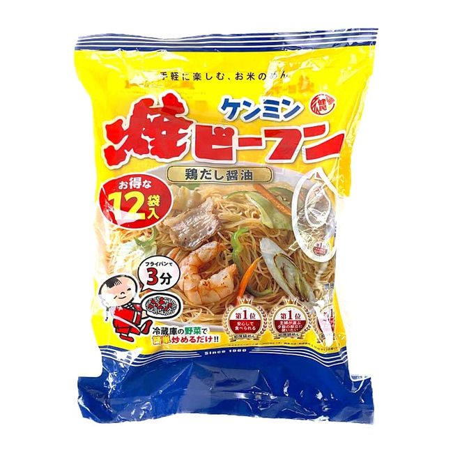 Kenmin Instant Rice Noodle, Chicken Dashi Soy Sauce, 2.3 oz (65 g) x 12 Bags Pack