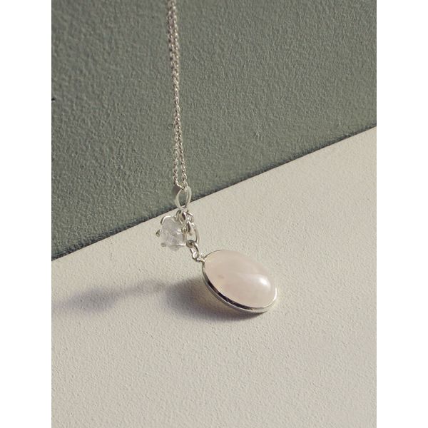 Rose Quartz and Crystal Pendant Necklace