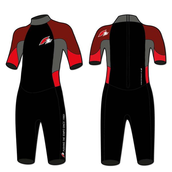 F2 Rebel Shorty | Kite Wake Windsurf | Neoprenanzug S - XXL (S, Black/Red)