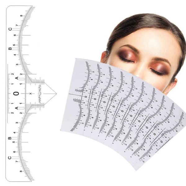 10/50/100 Pcs Microblading Eyebrow Ruler Sticker, Disposable Adhesive Eyebrow Measurement Ruler,Eyebrow Guide Ruler Permanent and Perfect Eyebrow Makeup Tool (50Pcs)