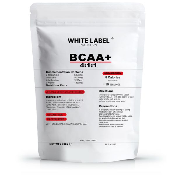 Bcaa+ 4:1:1 Strawberry Train + Sustain, Amino Acids Pre Workout Powder, Sports Drink White Label Nutrition