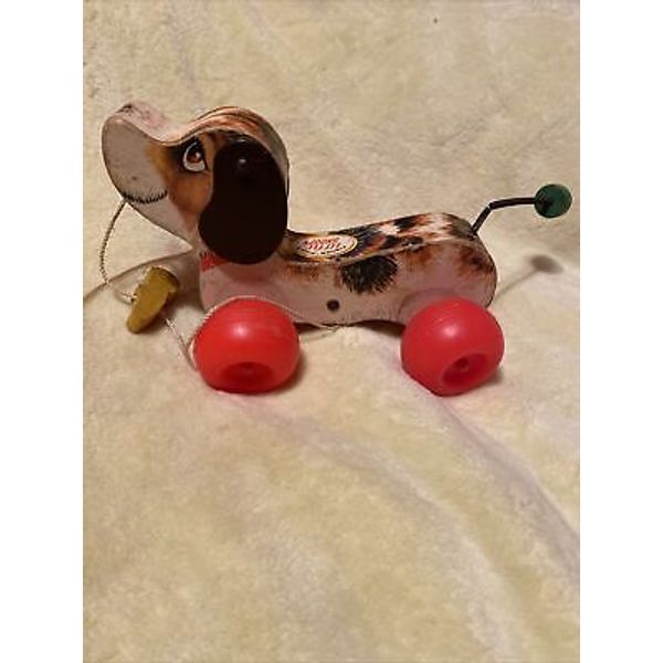 Vintage Fisher Price Little Snoopy Wood Dog Pull Along Toy