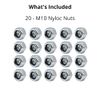 M10 Nyloc Steel Nuts, 10mm Self Locking Nuts with Nylon Inserts (20 Pack) Evelyne