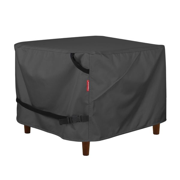 Porch Shield Patio Ottoman Cover - Waterproof Outdoor Square Side Table Covers – 22L x 22W x 18H inch, Black