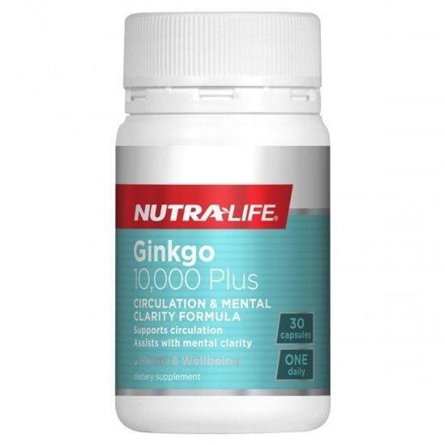 Nutra-Life Ginkgo 10000 Plus Circulation & Mental Clarity 30 Capsules