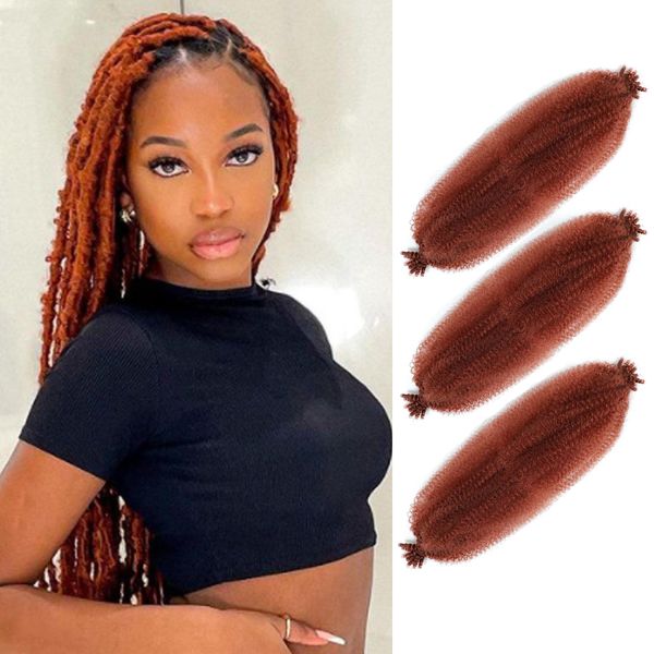 Afro Twist Hair 12 Inch 3 Packs, Springy Afro Twist Hair Pre Fluffed Spring Twist Hair Pre Stretched Wrapping Hair for Soft Locs Hair Extensions (12 Inch (Pack of 3), 350#)