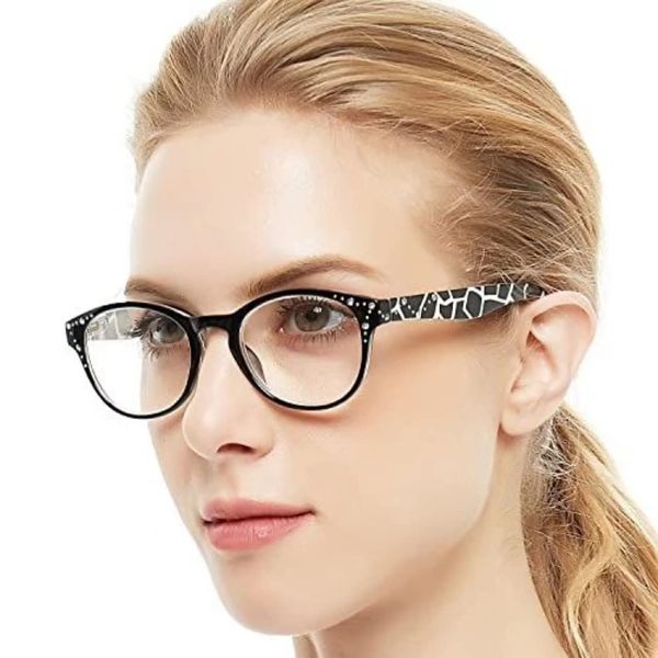 OCCI CHIARI Reading Glasses Women, Ladies Vintage Oval Reader, Stylish Glasses Comfortable Spring Hinge (Black, 400)