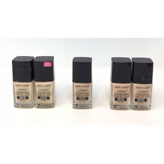 (5) WET N WILD Photo Focus Foundation, Fair/Light Tones, Porcelain /Ivory Tones