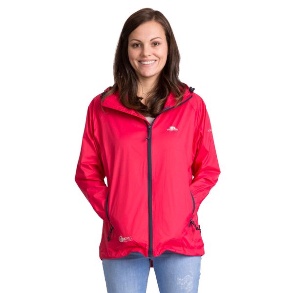 Trespass Qikpac Jacket Female, Raspberry, M, Compact Packaway Waterproof Jacket for Women, Medium, Pink