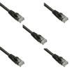 Pack of 5 Cables Snagless 7 Foot Cat5e Black Network Ethernet Patch Cable