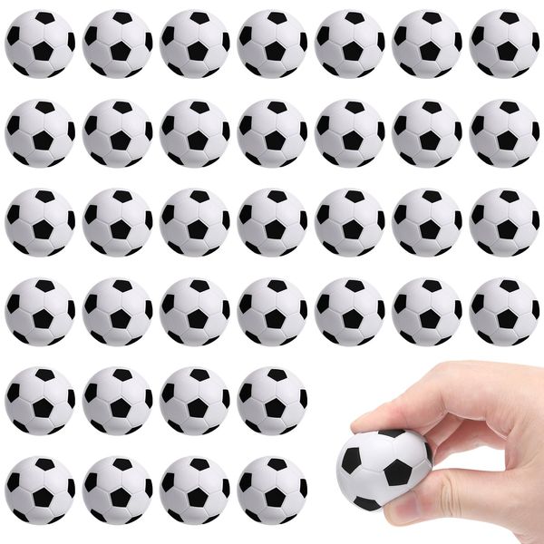 WELLVO 36Pcs Mini Foam Soccer Balls Sports Stress Balls Soccer Party Favors for Kids Adults Stress Relief Party Decoration Goodie Bag Stuffers School Carnival Reward