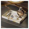 Plastic Serving Table Trays Decorative，Coffee Table/Bar Trays，Tray for Kitchen Counter Couches Living Room Table Decor，White Marble Pattern