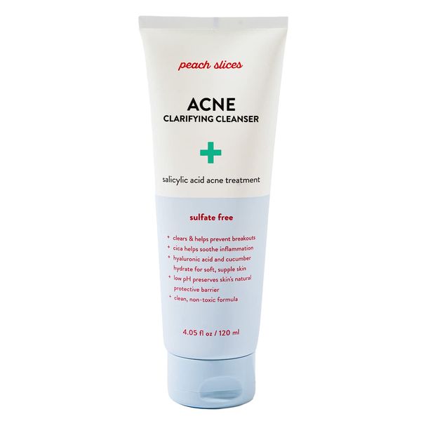 Peach Slices | Acne Clarifying Cleanser | Deep Cleans & Prevents Acne | 2% Salicylic Acid | Hyaluronic Acid | Sulfate-Free | Hydrates & Calms Skin | Gentle Formula | Face Wash | Cruelty-Free | 4 oz
