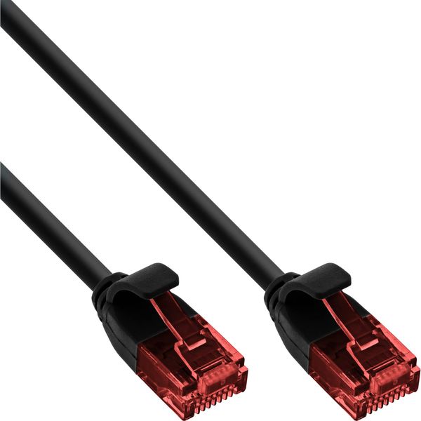 InLine Slim Patch Cable U/UTP, Cat. 6, black black black 2.5 m