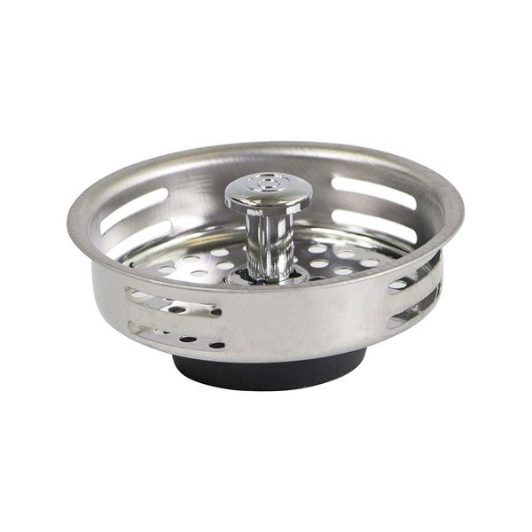 Stainless Steel Kitchen Sink Drain Strainer Basket Rubber Stopper