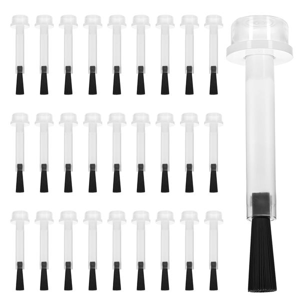 Piriuuo 30 Pcs Replacement Nail Polish Brush Kit, Disposable Nail Varnish Brushes Soft Nail Art Brushes with Handle Dip Powder Liquid Replacement Brushes for DIY Nail Art Salon