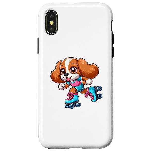 Cavalier King Charles Spaniel Roller Skating Funny Skater Case for iPhone X/XS