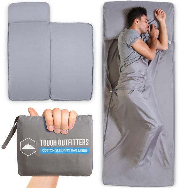 Tough Outdoors Hüttenschlafsack - Sommerschlafsack leicht - Schlafsack Inlett Ultraleicht - Reiseschlafsack für Backpacking Hotels Hostels - Schlafsack Inlay Sommer oder Winter