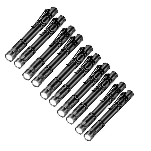 MODOAO 10pcs LED Pen Light, Mini Flashlight, Tactical Pen Light with Pen Clip, Small Mini AAA Flashlight, Inspection Flashlight