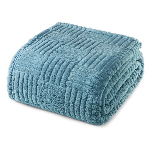 Whale Flotilla Lightweight Fleece Twin Size Blanket for Bed, Fuzzy Soft Blankets with Decorative Jacquard Pattern for Summer, Warm and Fluffy, 60x80 Inch, Slate Blue