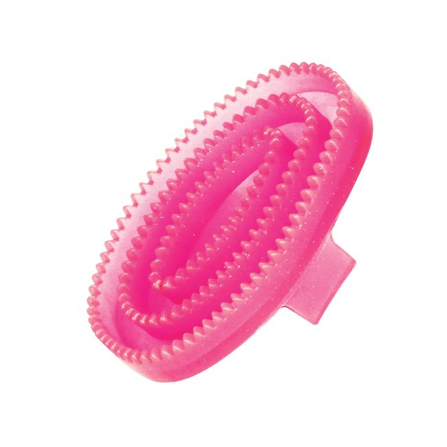 Roma Rubber Curry Comb, Pink Glitter, Small