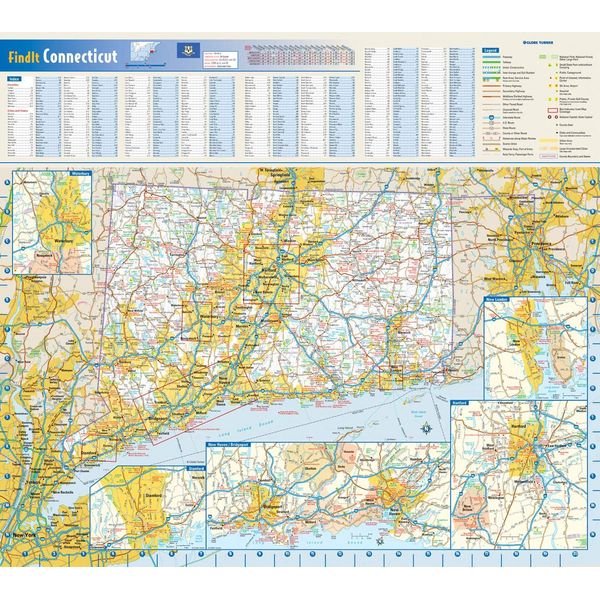 Connecticut State Wall Map - 20.75" x 18.5" (Laminated)