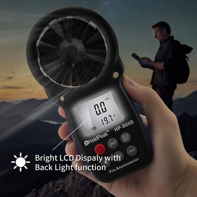 Anemometer HP-866B-WM Wind Speed Meter LCD Digital 30m/s Measure Air  Humidity