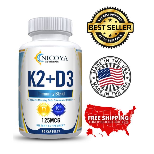 Vitamin K2 D3 Vitamin Supplement with BioPerine, Boost Immunity & Heart Health