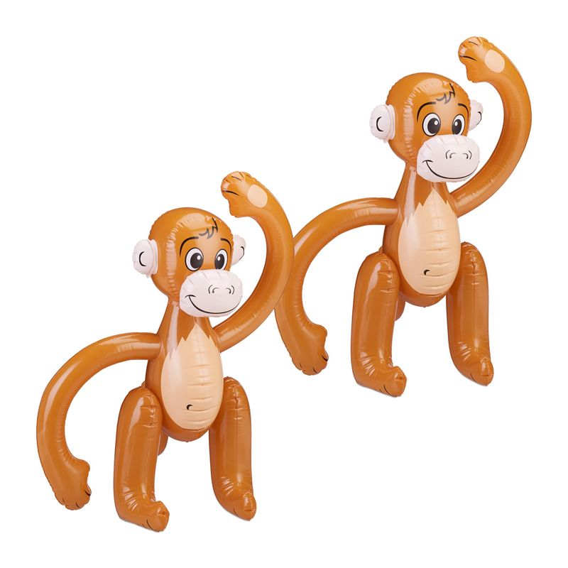 Relaxdays Inflatable Monkey, Set of 2, Party Decoration, Birthday ...