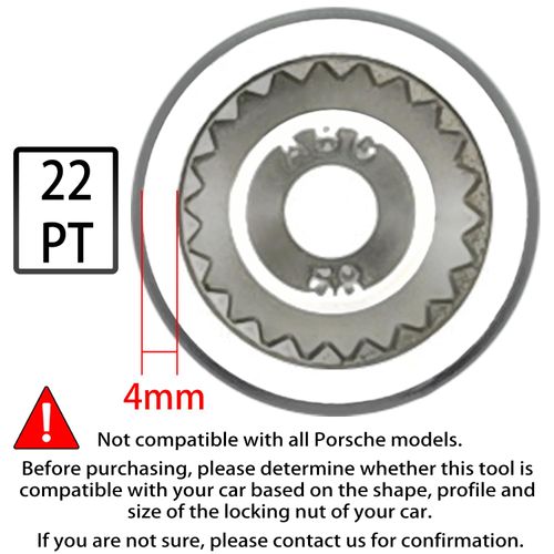 JEUCLEL ABC-58 22Pt Outer Ring 4mm Wheel Locking Nut Key for Porsche VW Toureg Panamera/Cayenne/Macan/Cayman/SUV, Lock Nut Socket Adapter, Anti-Theft Lug Nut Removal Tool, Screw Remover
