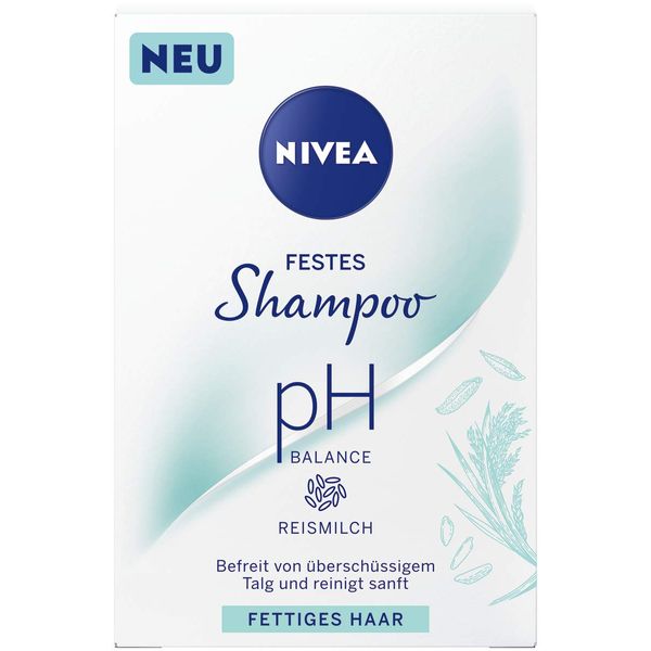 NIVEA festes Shampoo pH Balance für fettiges Haar (75 g), sanft reinigendes Festshampoo mit Kokosmilch, pH-optimiertes Shampoo mit veganer Formel