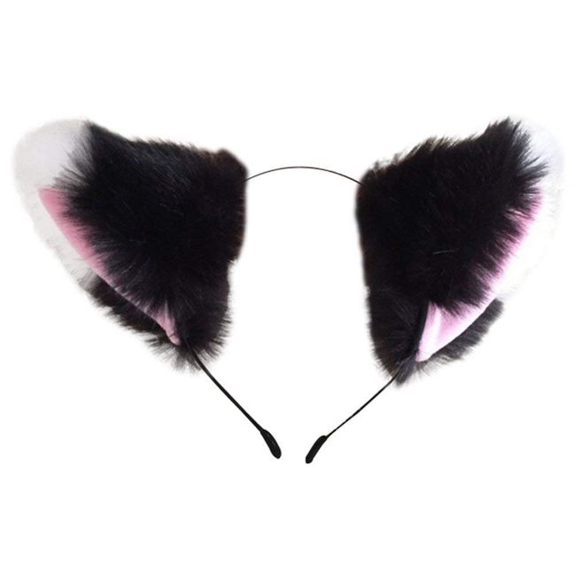 dressfan Cat Ear Headband Hair Hoop Womens Girls Hair Bands Cute Hair Accessories for Party Decoration Costume Dressing Parties (Black+White)