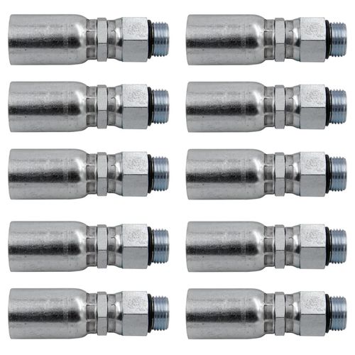 3/8" Hose x #6 SAE/ORB Male Swivel Hydraulic Hose End Crimp Fitting | MBX-06-06 (10-PACK)