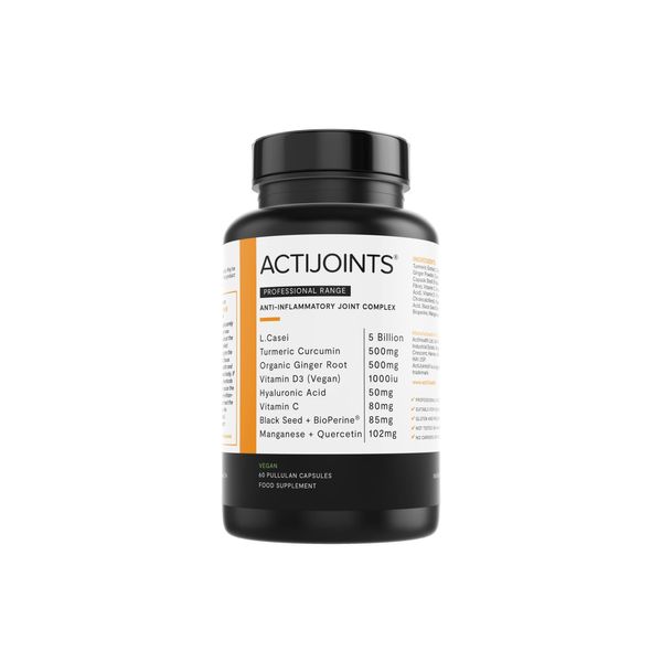 ActiJoints Bone & Joint Supplement | Anti-Inflammatory Properties | Organic Ginger, Turmeric + Black Pepper | Probiotic | Black Seed Oil | Vitamin C + Manganese | Vegan Vitamin D3 | Sports Supplement