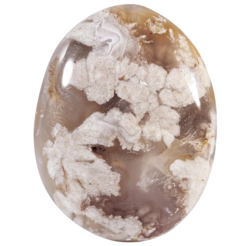 mookaitedecor Natural Cherry Blossom Agate Crystal Irregular Palm Worry Stone, Sakura Agate Tumbled Stone Grey Rock Mineral Quartz Reiki Chakra Healing Crystal Gift Japanese Themed Room Decor 101-200g