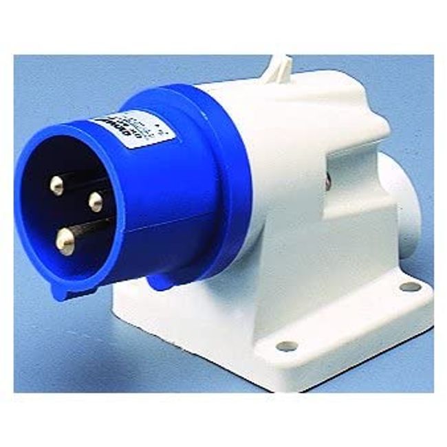 Gewiss GW60404 Low Voltage Screw Wiring 90 Degree Angled Surface Mounting Inlet, IP44, 2P+E Pole, 200V-250V, 16 A, 50 Hz/60 Hz, Blue