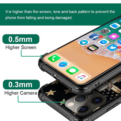 DAIZAG Compatible with iPhone 12/12 Pro Case,All-Round Protection Shockproof Anti-Scratches TPU Cover,Cases for Man Woman-Wooden Cross Power American Flag
