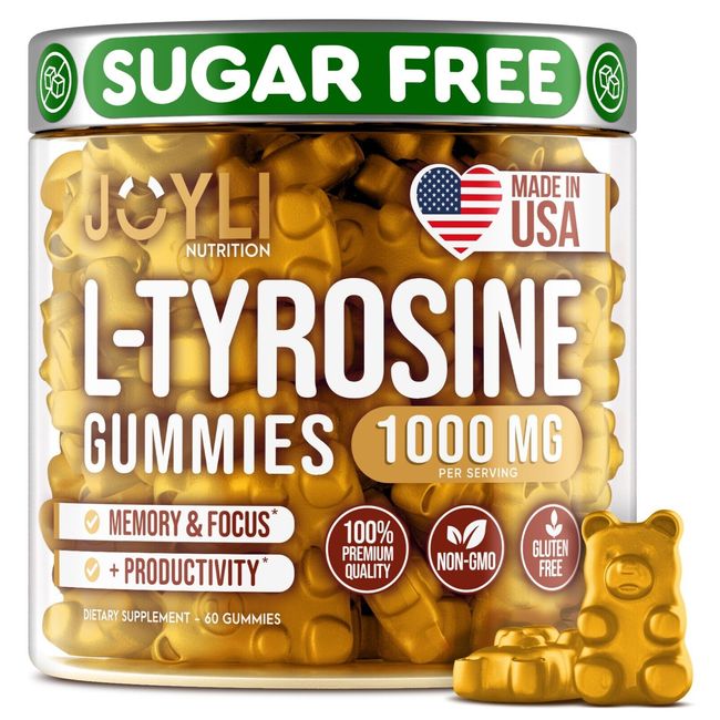 L Tyrosine Gummies 1000MG Supplement for Focus, Brain, Memory, Mood, and Energy